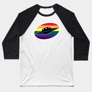 Rainbow UFO Cryptid Pride Baseball T-Shirt